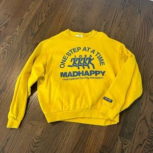 Madhappy Yellow 'One Step at a Time' Crewneck Sweatshirt with Blue Print